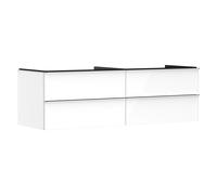 hansgrohe Xelu Q mueble bajo lavabo, 1560x550, 4 cajones, para consolas con lavabo sobre encimera, sin recorte de sifón, 54090000, Color: Mueble Blanco Alto Brillo / Tirador Cromado