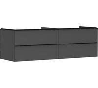 hansgrohe Xelu Q mueble bajo lavabo, 1560x550, 4 cajones, para consolas con lavabo sobre encimera, sin recorte de sifón, 54091670, Color: Mueble Gris Diamante Mate/Negro Mate Mango
