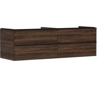 Hansgrohe Xelu Q Mueble bajo Lavabo, 1560x550, 4 cajones, para Consolas con Lavabo sobre encimera, sin Recorte de sifón 5409, Color: Mueble Nogal Oscuro/Mate Mango Negro
