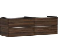 Hansgrohe Xelu Q Mueble bajo Lavabo, 1560x550, 4 cajones, para Consolas con Lavabo sobre encimera, sin Recorte de sifón 5409, Color: Mueble Nogal Oscuro/Mando Cromo