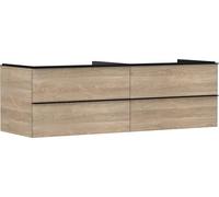 Hansgrohe Xelu Q Mueble bajo Lavabo, 1560x550, 4 cajones, para Consolas con Lavabo sobre encimera, sin Recorte de sifón 5409, Color: Mueble Roble Natural/Mate Mango Negro