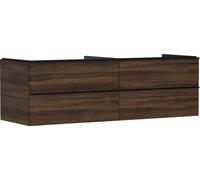 hansgrohe Xelu Q mueble bajo lavabo, 1560x550, 4 cajones, para consolas con lavabo sobre encimera, sin recorte de sifón, 54093670, Color: Mueble Nogal Oscuro/Mate Mango Negro