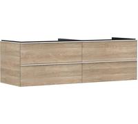 Hansgrohe Xelu Q Mueble bajo Lavabo, 1560x550, 4 cajones, para Consolas con Lavabo sobre encimera, sin Recorte de sifón 5409, Color: Mueble Roble Nature/Mate Tirador Blanco