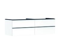 hansgrohe Xelu Q mueble bajo lavabo, 1560x550, 4 cajones, para consolas con lavabo sobre encimera, sin recorte de sifón, 54090670, Color: Mueble Blanco Alto Brillo/Manejo Negro Mate