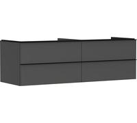 Hansgrohe Xelu Q Mueble bajo Lavabo, 1560x550, 4 cajones, para Consolas con Lavabo sobre encimera, sin Recorte de sifón 5409, Color: Mueble Gris Diamante Mate/Negro Mate Mango