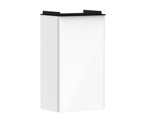 hansgrohe Xelu Q mueble bajo lavabo, 340x245 para lavabo con enjuague manual, 1 puerta, tope de puerta a la izquierda, 54011670, Color: Mueble Blanco Alto Brillo/Manejo Negro Mate