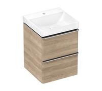 hansgrohe Xelu Q mueble bajo lavabo, 480x475, 2 cajones, para lavabo con enjuague manual, 54021000, Color: Mueble roble natural/mango cromado