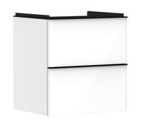 hansgrohe Xelu Q mueble bajo lavabo, 580x475, 2 cajones, para lavabo, 54023670, Color: Mueble Blanco Alto Brillo/Manejo Negro Mate