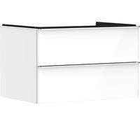 Hansgrohe Xelu Q Mueble bajo Lavabo, 780x550, 2 cajones, para Consolas con Lavabo sobre encimera, 5407, Color: Mueble Blanco Alto Brillo/Tirador Cromado