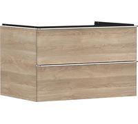 Hansgrohe Xelu Q Mueble bajo Lavabo, 780x550, 2 cajones, para Consolas con Lavabo sobre encimera, 5407, Color: Mueble Roble Natural/Mango Cromado