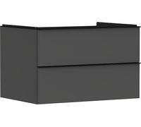 Hansgrohe Xelu Q Mueble bajo Lavabo, 780x550, 2 cajones, para Consolas con Lavabo sobre encimera, 5407, Color: Mueble Gris Diamante Mate/Negro Mate Mango
