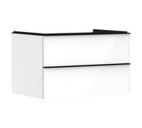 hansgrohe Xelu Q mueble bajo lavabo, 780x550, 2 cajones, para consolas con lavabo sobre encimera, 54074670, Color: Mueble Blanco Alto Brillo/Manejo Negro Mate