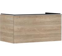 Hansgrohe Xelu Q Mueble bajo Lavabo, 980x550, 1 cajón, para Consolas con Lavabo sobre encimera, Pulido, 5405, Color: Mueble Roble Natural/Mango Cromado