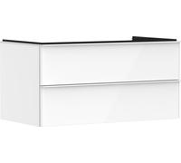 hansgrohe Xelu Q mueble bajo lavabo, 980x550, 2 cajones, para consolas con lavabo sobre encimera, 54078700, Color: Mueble Blanco Alto Brillo/Asa Blanco Mate