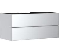 hansgrohe Xevolos E mueble bajo lavabo, 2 cajones, 1 hueco central, 1180x550x555mm, para consola con lavabo sobre encimera, 54193320, Color: Carcasa blanca mate, frontal blanco metalizado