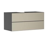Hansgrohe Xevolos E Mueble bajo Lavabo, 2 cajones, 1 Hueco Central, 1180x550x555mm, para Consola con Lavabo sobre encimera, 5419, Color: Carcasa Gris Pizarra Mate, Frente con Textura Bronce