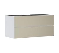Hansgrohe Xevolos E Mueble bajo Lavabo, 2 cajones, 1 Hueco Central, 1180x550x555mm, para Consola con Lavabo sobre encimera, 5419, Color: Cuerpo Blanco Mate, Frontal con Textura de Bronce