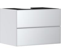 hansgrohe Xevolos E mueble bajo lavabo, 2 cajones, 1 hueco central, 780x550x555mm, para consola con lavabo sobre encimera, 54187320, Color: Carcasa blanca mate, frontal blanco metalizado