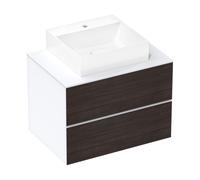 hansgrohe Xevolos E mueble bajo lavabo, 2 cajones, 1 hueco central, 780x550x555mm, para consola con lavabo sobre encimera, 54187730, Color: Carcasa blanco mate, frontal roble oscuro