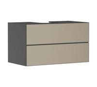 hansgrohe Xevolos E mueble bajo lavabo, 2 cajones, 1 hueco central, 980x550x555mm, para consola con lavabo sobre encimera, 54192390, Color: Carcasa gris pizarra mate, frente con textura bronce