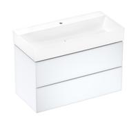 hansgrohe Xevolos E mueble bajo lavabo, 2 cajones, SoftClose, 980x475x555mm, para lavabo, 54181320, Color: Carcasa blanca mate, frontal blanco metalizado