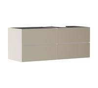 hansgrohe Xevolos E mueble bajo lavabo, 4 cajones, 1 hueco a la derecha, 1370x550x555mm, para consola con lavabo sobre encimera a la derecha, 54240390, Color: Carcasa beige arena mate, frontal bronce 
