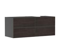 hansgrohe Xevolos E mueble bajo lavabo, 4 cajones, 1 hueco a la derecha, 1370x550x555mm, para consola con lavabo sobre encimera a la derecha, 54241730, Color: Carcasa gris pizarra mate, frontal roble 