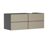 hansgrohe Xevolos E mueble bajo lavabo, 4 cajones, 1 hueco a la derecha, 1370x550x555mm, para consola con lavabo sobre encimera a la derecha, 54241390, Color: Carcasa gris pizarra mate, frente con tex