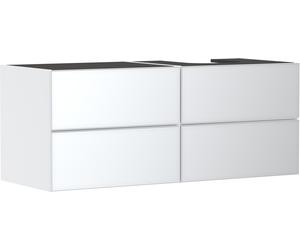 hansgrohe Xevolos E mueble bajo lavabo, 4 cajones, 1 hueco a la derecha, 1370x550x555mm, para consola con lavabo sobre encimera a la derecha, 54239320, Color: Carcasa blanca mate, frontal blanco metal