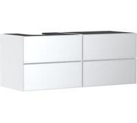 hansgrohe Xevolos E mueble bajo lavabo, 4 cajones, 1 hueco a la izquierda, 1370x550x555mm, para consola con lavabo sobre encimera a la izquierda, 54236320, Color: Carcasa blanca mate, frontal blanco m