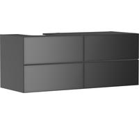 hansgrohe Xevolos E mueble bajo lavabo, 4 cajones, 1 hueco a la izquierda, 1370x550x555mm, para consola con lavabo sobre encimera a la izquierda, 54238770, Color: Carcasa gris pizarra mate, frontal gr