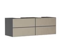 hansgrohe Xevolos E mueble bajo lavabo, 4 cajones, 2 huecos, 1570x550x555mm, para consola con 2 lavabos sobre encimera, 54201390, Color: Carcasa gris pizarra mate, frente con textura bronce