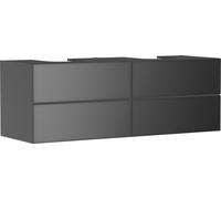 hansgrohe Xevolos E mueble bajo lavabo, 4 cajones, 2 huecos, 1570x550x555mm, para consola con 2 lavabos sobre encimera, 54201770, Color: Carcasa gris pizarra mate, frontal gris pizarra metalizado
