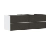 hansgrohe Xevolos E mueble bajo lavabo, 4 cajones, 2 huecos, 1570x550x555mm, para consola con 2 lavabos sobre encimera, 54199660, Color: Cuerpo blanco mate, frente textil gris oscuro