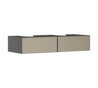 hansgrohe Xevolos E mueble bajo para lavabo, 2 cajones, 1 hueco central, 1370x550x275mm, para consola con lavabo sobre encimera, 54318390, Color: Carcasa gris pizarra mate, frente con textura bronce
