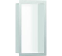 hansgrohe XtraStoris Nicho de pared individual blanco mate con marco de diseño 300x150x100 mm, 56096800, Color: acero inoxidable pulido