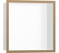 hansgrohe XtraStoris Nicho de pared individual blanco mate con marco de diseño 300x300x100 mm, 56099140, Color: Bronce cepillado