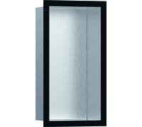 hansgrohe XtraStoris Nicho de pared individual de acero inoxidable cepillado con marco de diseño, 300x150x100 mm, 56094670, Color: Negro Mate