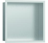 hansgrohe XtraStoris Nicho de pared individual de acero inoxidable cepillado con marco de diseño, 300x300x100 mm, 56097700, Color: blanco mate