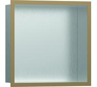 hansgrohe XtraStoris Nicho de pared individual de acero inoxidable cepillado con marco de diseño, 300x300x100 mm, 56097140, Color: Bronce cepillado