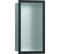 hansgrohe XtraStoris Nicho de pared individual de acero inoxidable cepillado con marco de diseño, 300x150x100 mm, 56094340, Color: Negro Cepillado