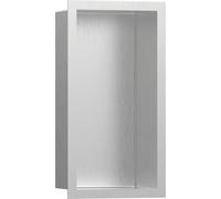 hansgrohe XtraStoris Nicho de pared individual de acero inoxidable cepillado con marco de diseño, 300x150x100 mm, 56094800, Color: acero inoxidable pulido