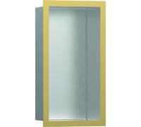 hansgrohe XtraStoris Nicho de pared individual de acero inoxidable cepillado con marco de diseño, 300x150x100 mm, 56094990, Color: Óptica Oro Pulido