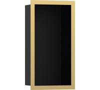 hansgrohe XtraStoris Nicho de pared individual negro mate con marco de diseño 300x150x100 mm, 56095990, Color: Óptica Oro Pulido