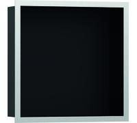 hansgrohe XtraStoris Nicho de pared individual negro mate con marco de diseño 300x300x100 mm, 56098800, Color: acero inoxidable pulido