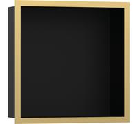 hansgrohe XtraStoris Nicho de pared individual negro mate con marco de diseño 300x300x100 mm, 56098990, Color: Óptica Oro Pulido