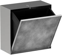 Hansgrohe XtraStoris Rock, papelera baño empotrada con repisa y puerta alicatable, nicho de pared baño 300x300x140mm, cubo basura baño empotrado, accesorios baño, acero inoxidable cepillado, 56090800