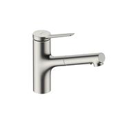 hansgrohe Zesis 74800801 - Grifo de cocina de acero inoxidable con rociador extraíble, grifo para fregadero de cocina, acero inoxidable óptico