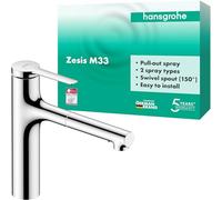 Hansgrohe Zesis Mezclador monomando de cocina, ComfortZone 160, 2 tipos de chorro, proyección 231 mm, 74801, Color: cromado - 74801000