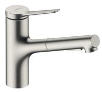 Hansgrohe Zesis Mezclador monomando de cocina ComfortZone 150, ducha extraÃble, 2 tipos de chorro, caja de mangueras (sBox) lite , proyecciÃ³n 219 mm, 74803, Color: Acabado en acero inoxidable - 74803800